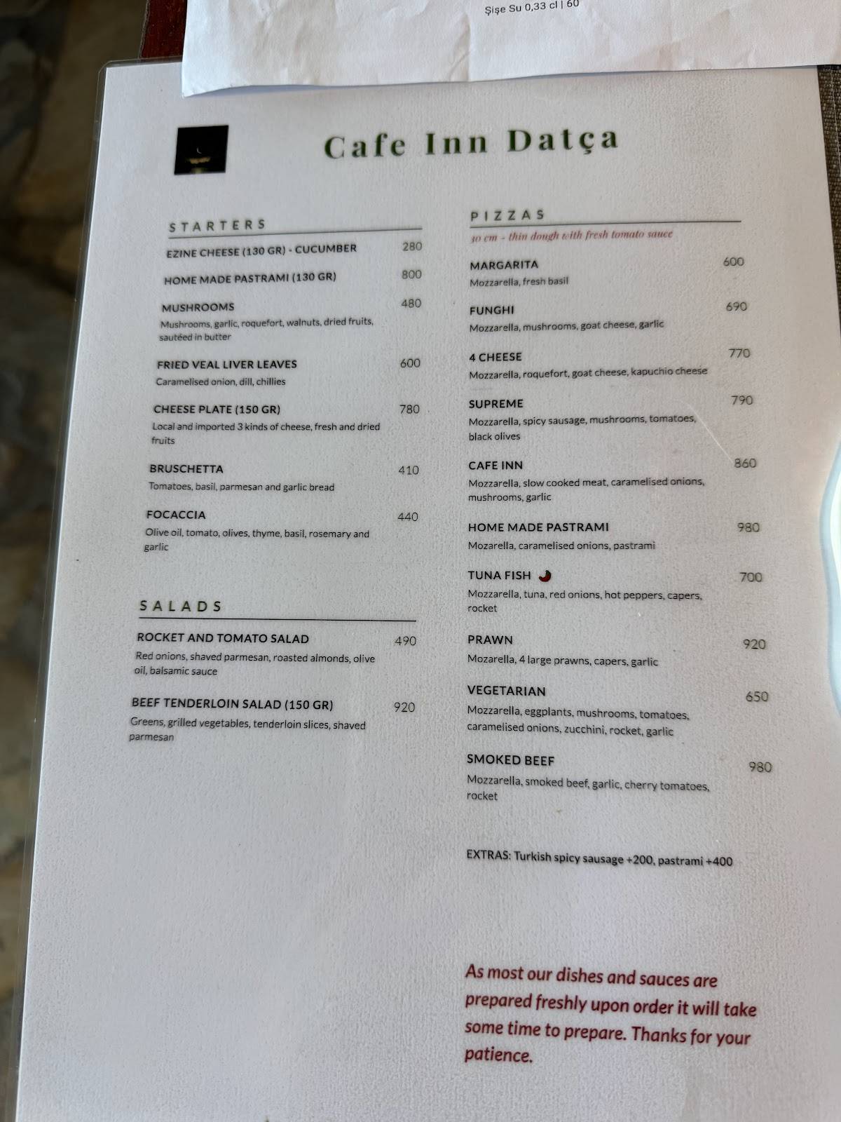 Cafe Inn меню