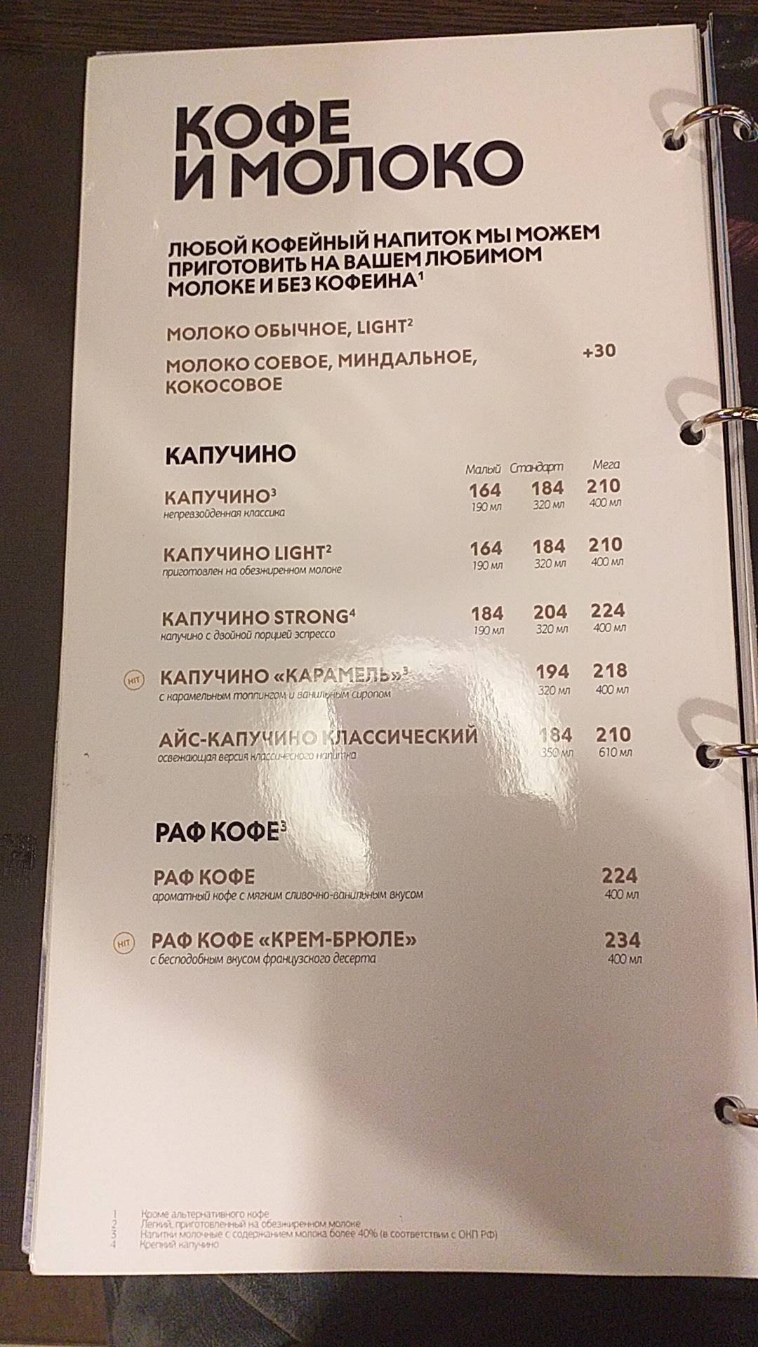 Шоколадница меню