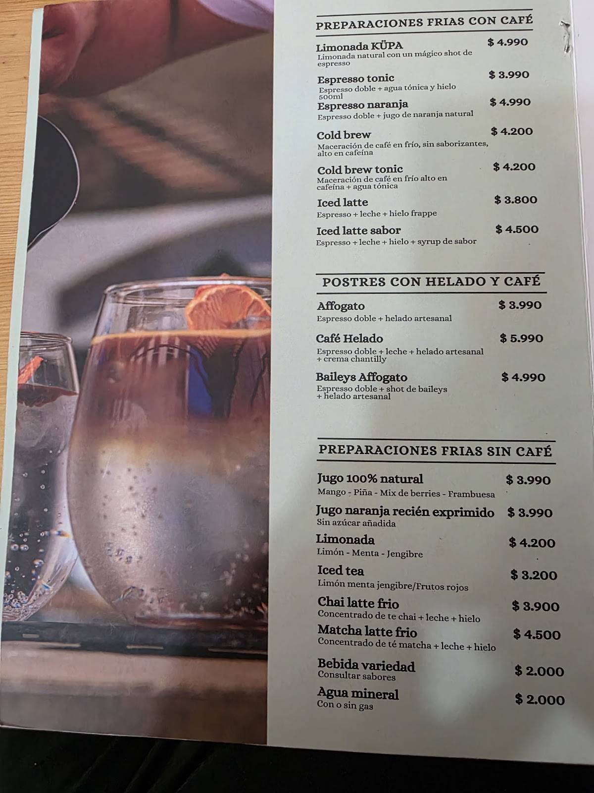 Café Kupa меню
