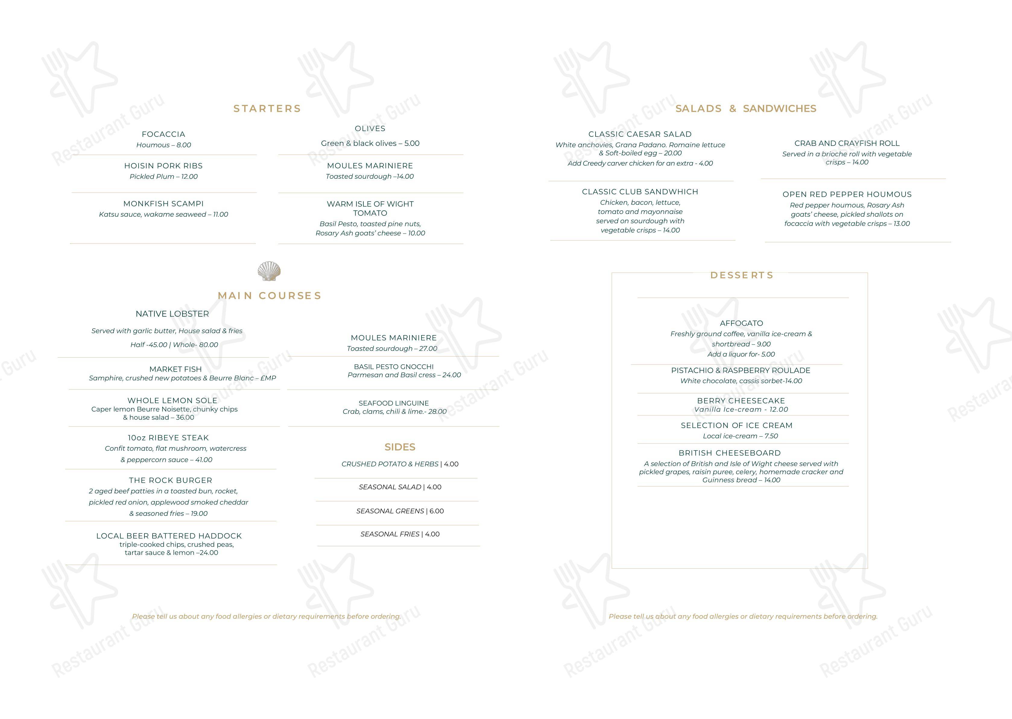 Меню паба и бара Cafe Roc - Меню напитков