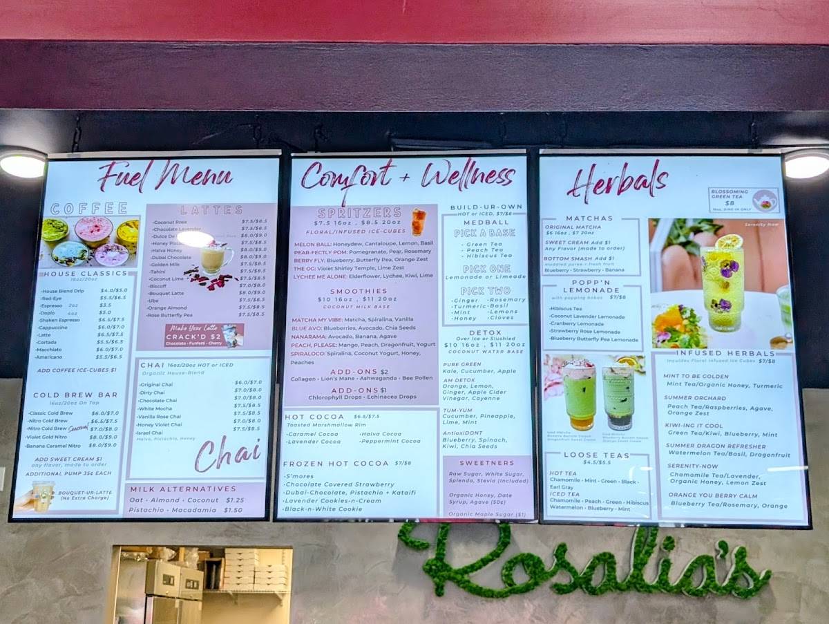 Rosalia's Botanical Cafe меню