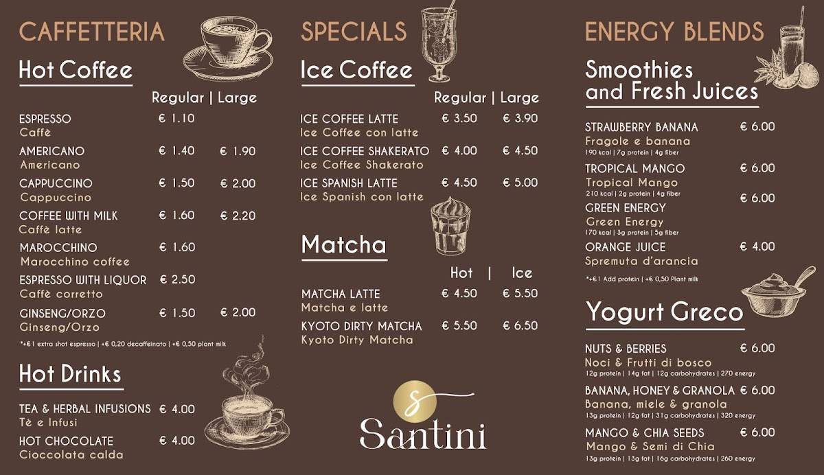 Cafè Santini меню