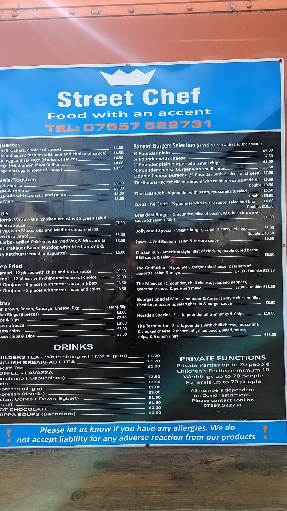 Street Chef - Cafe меню
