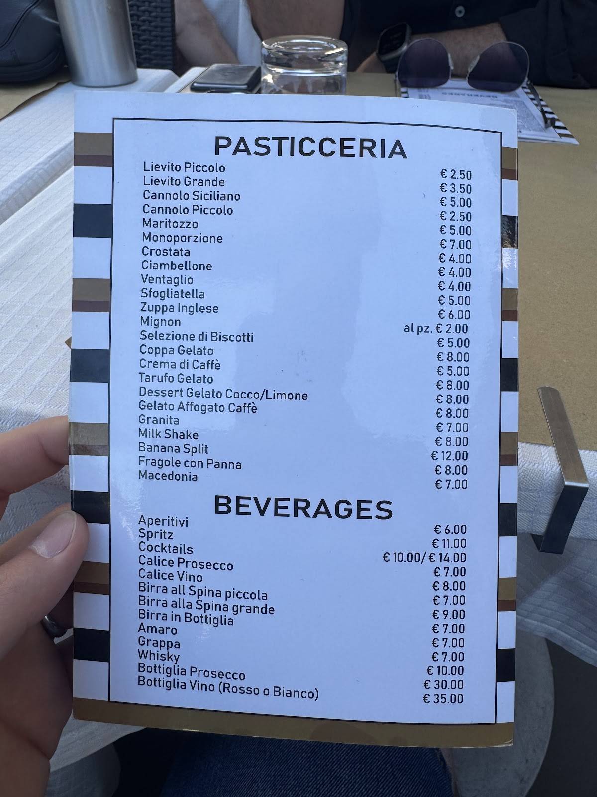 Caffe Niagara меню