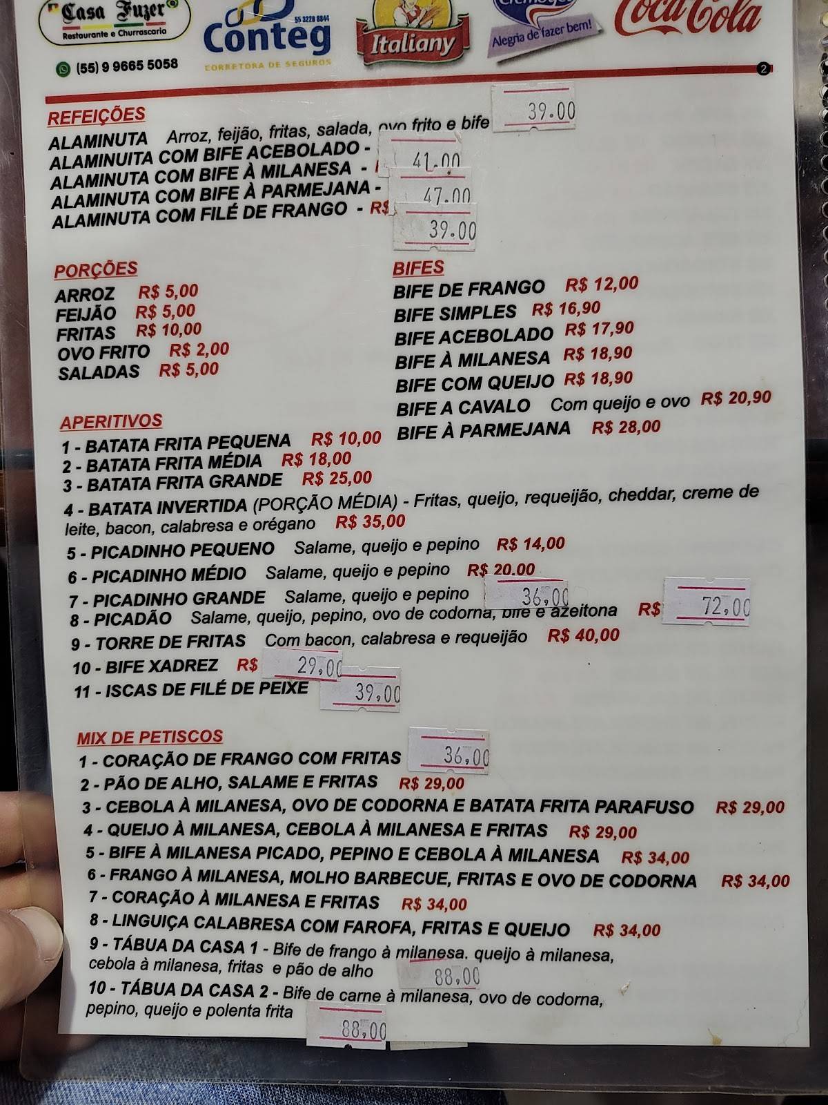 Casa Fuzer Restaurante e Churrascaria меню