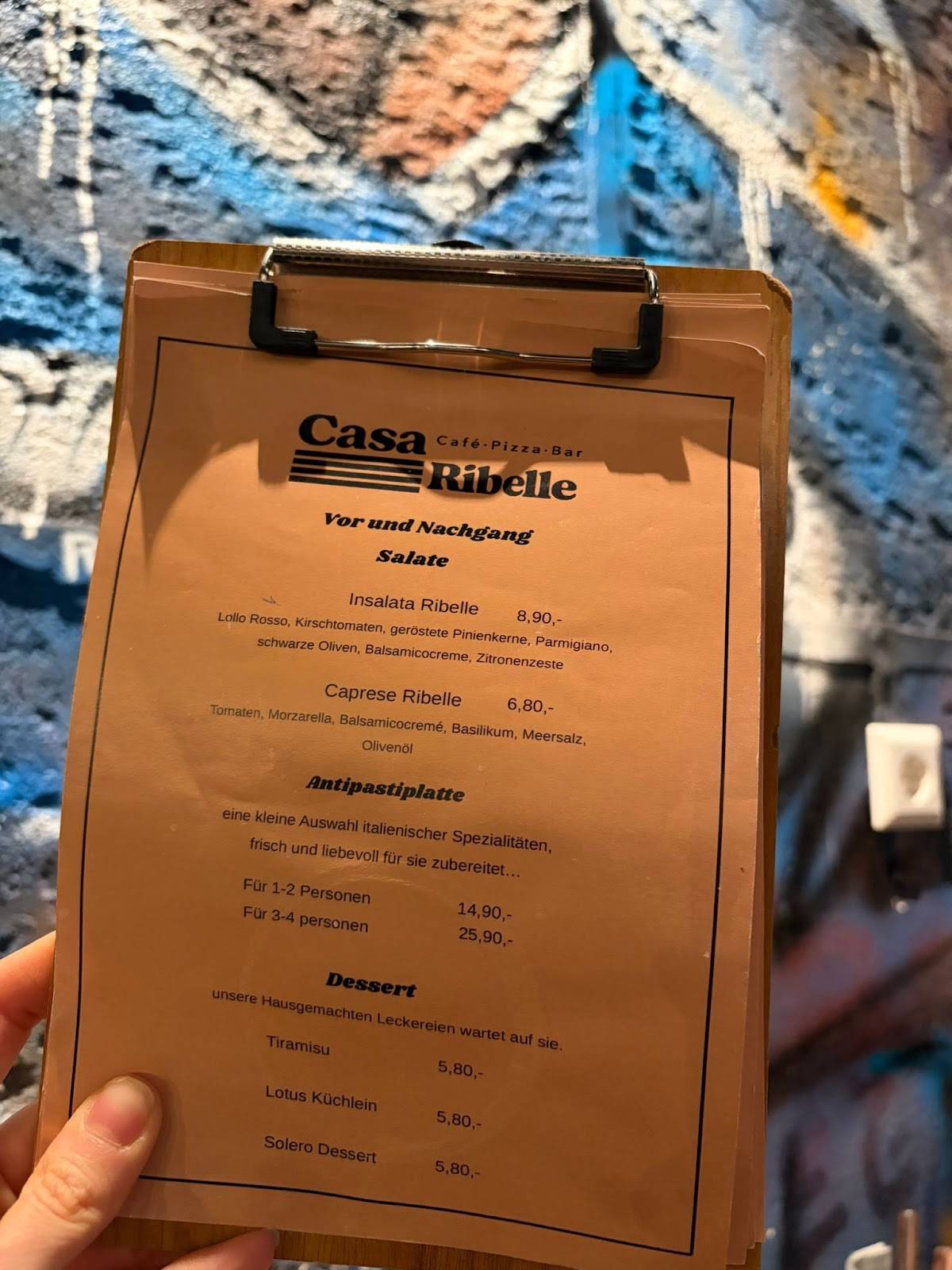 Casa Ribelle меню