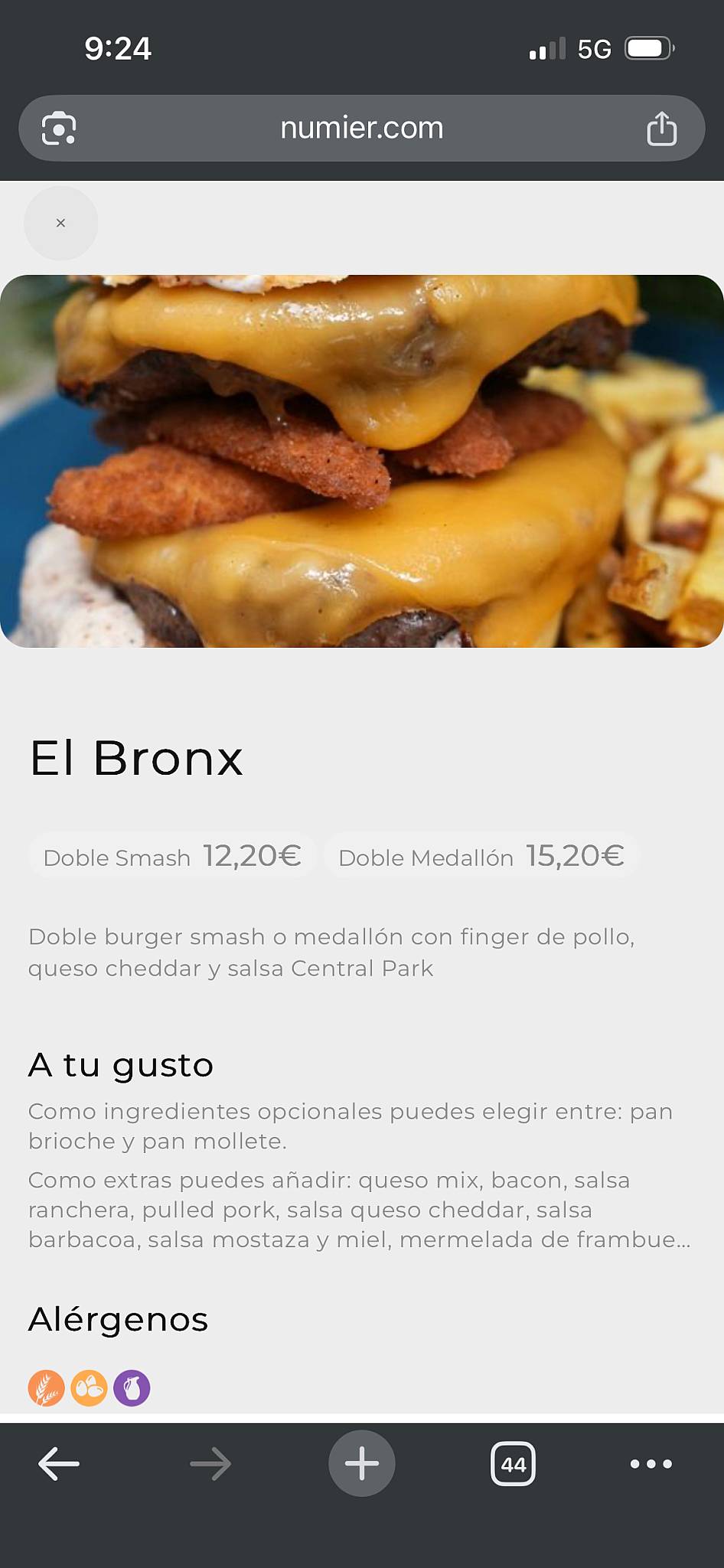 Central Park Utrera меню