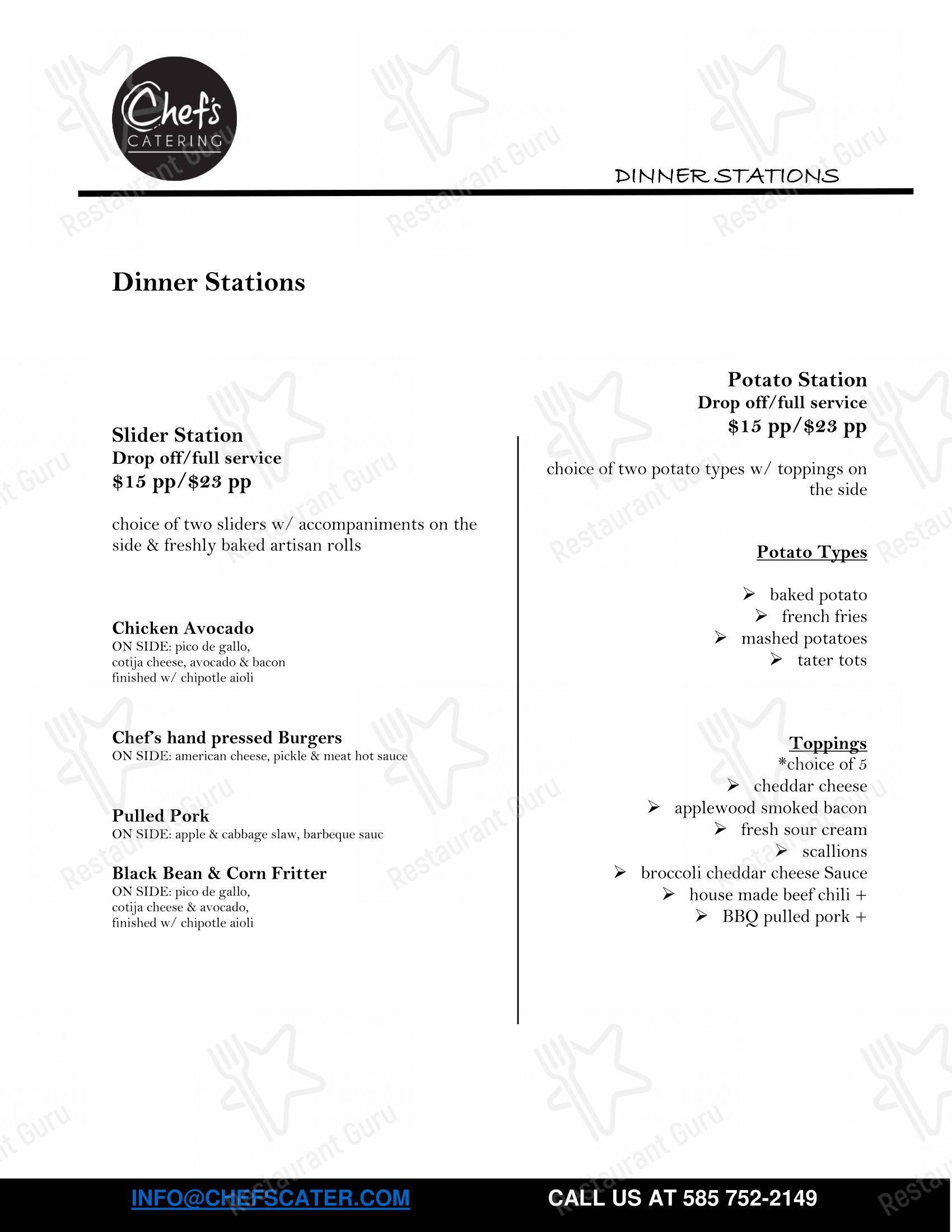 Коктейльная карта десерта Chef's Catering