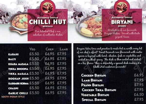Chilli Hut меню