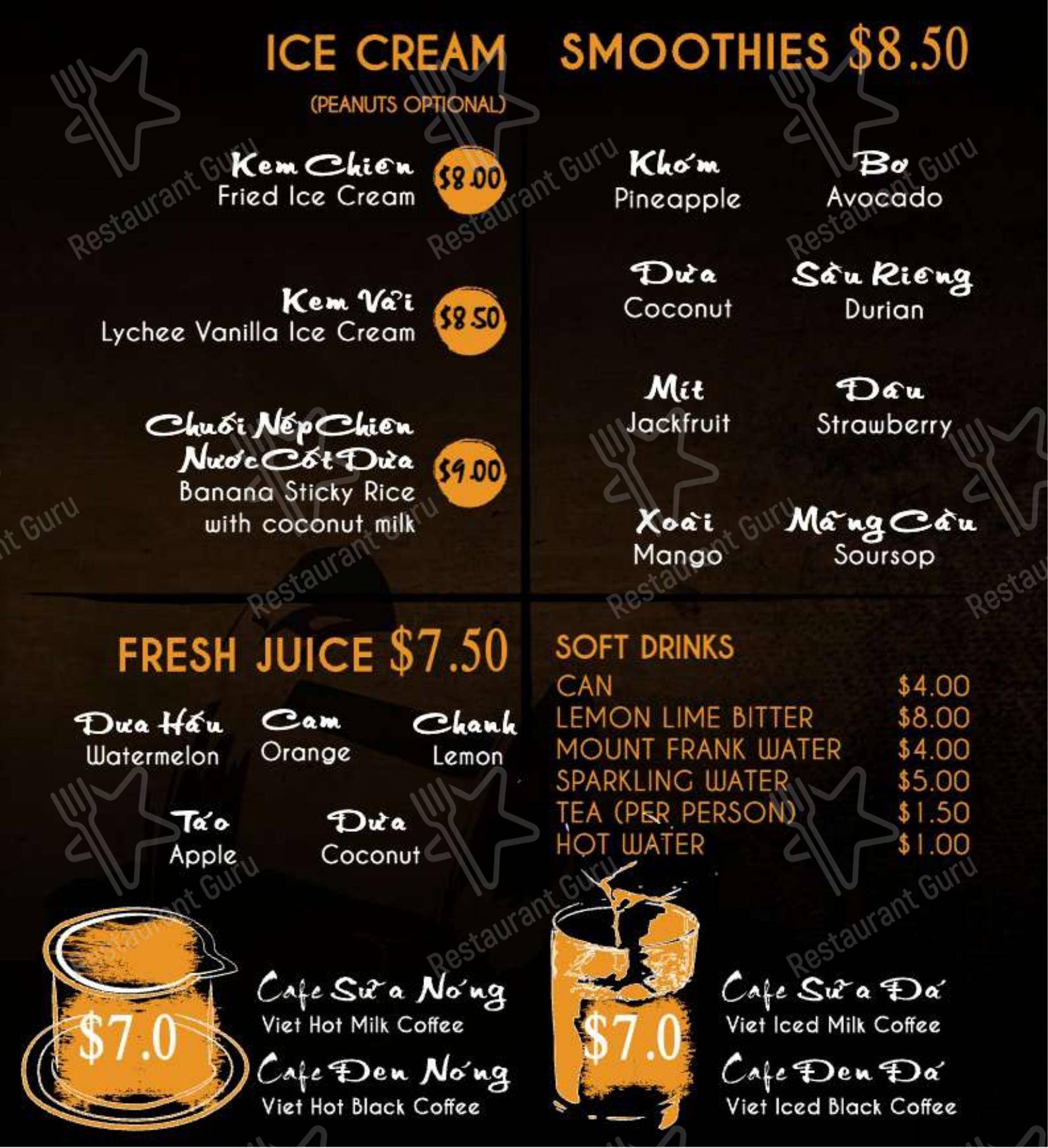 Chopsticks Viet Restaurant в Перте - Меню напитков