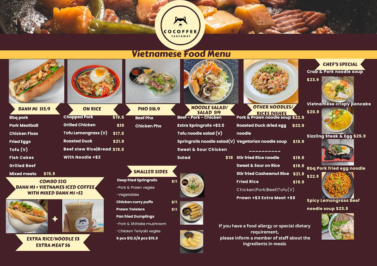 Cocoffee - Café & Vietnamese Cuisine меню
