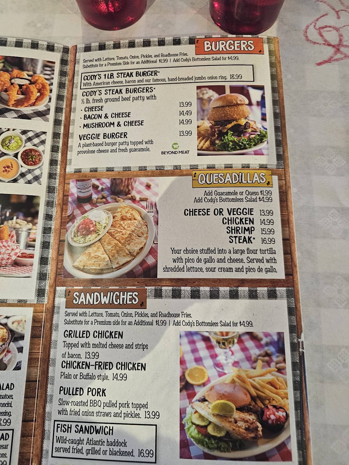 Cody's Original Roadhouse - Spring Hill меню