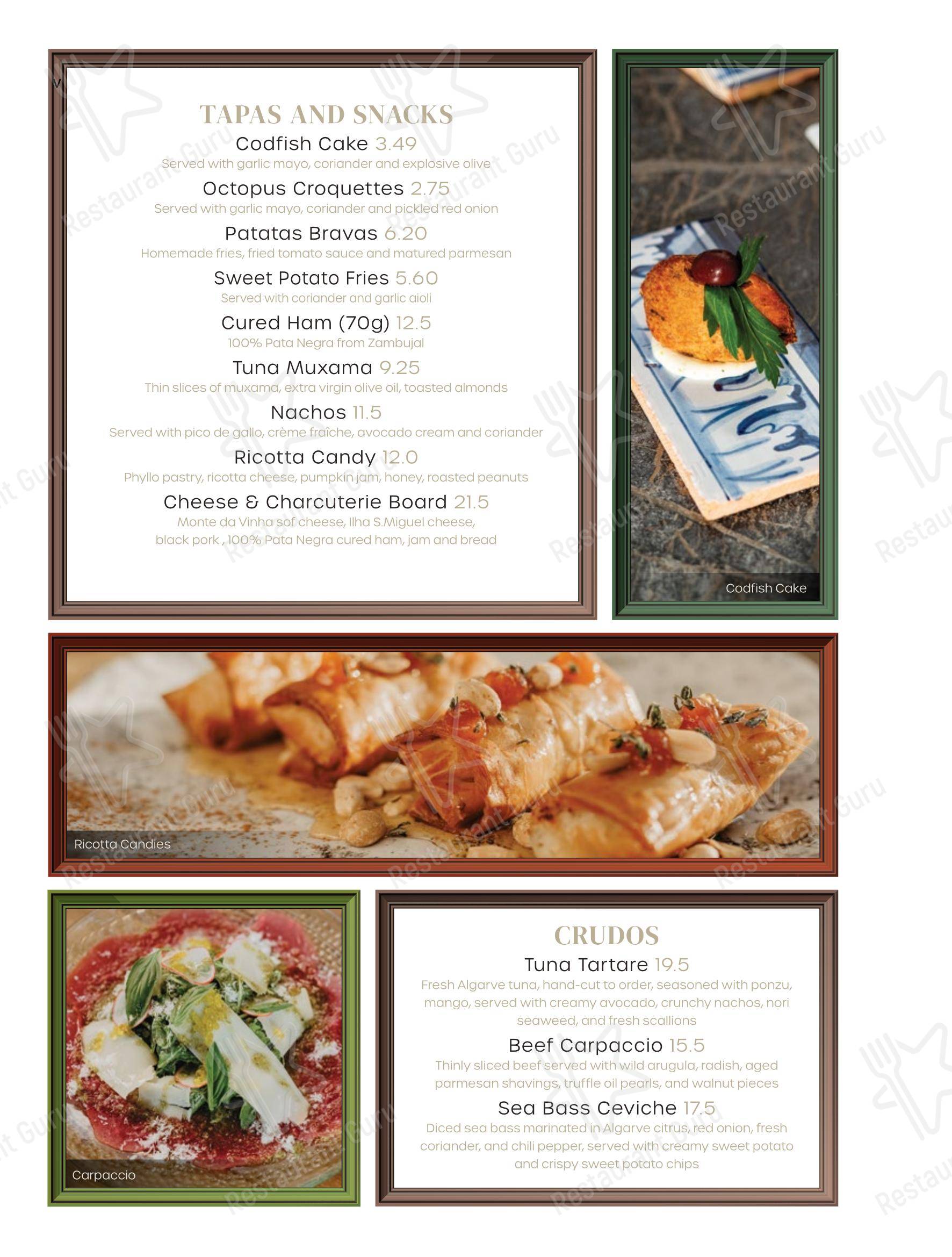Меню ресторана Columbus Culinary Bar