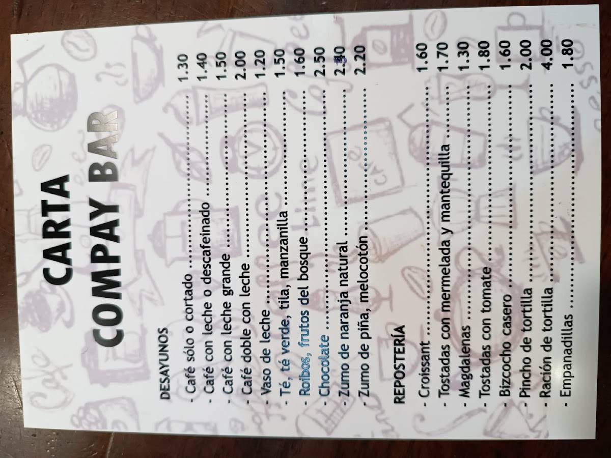 Compay Bar меню