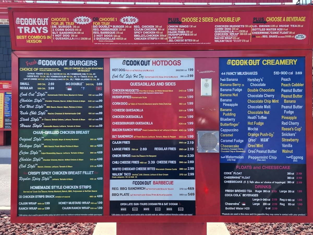 Cook Out меню