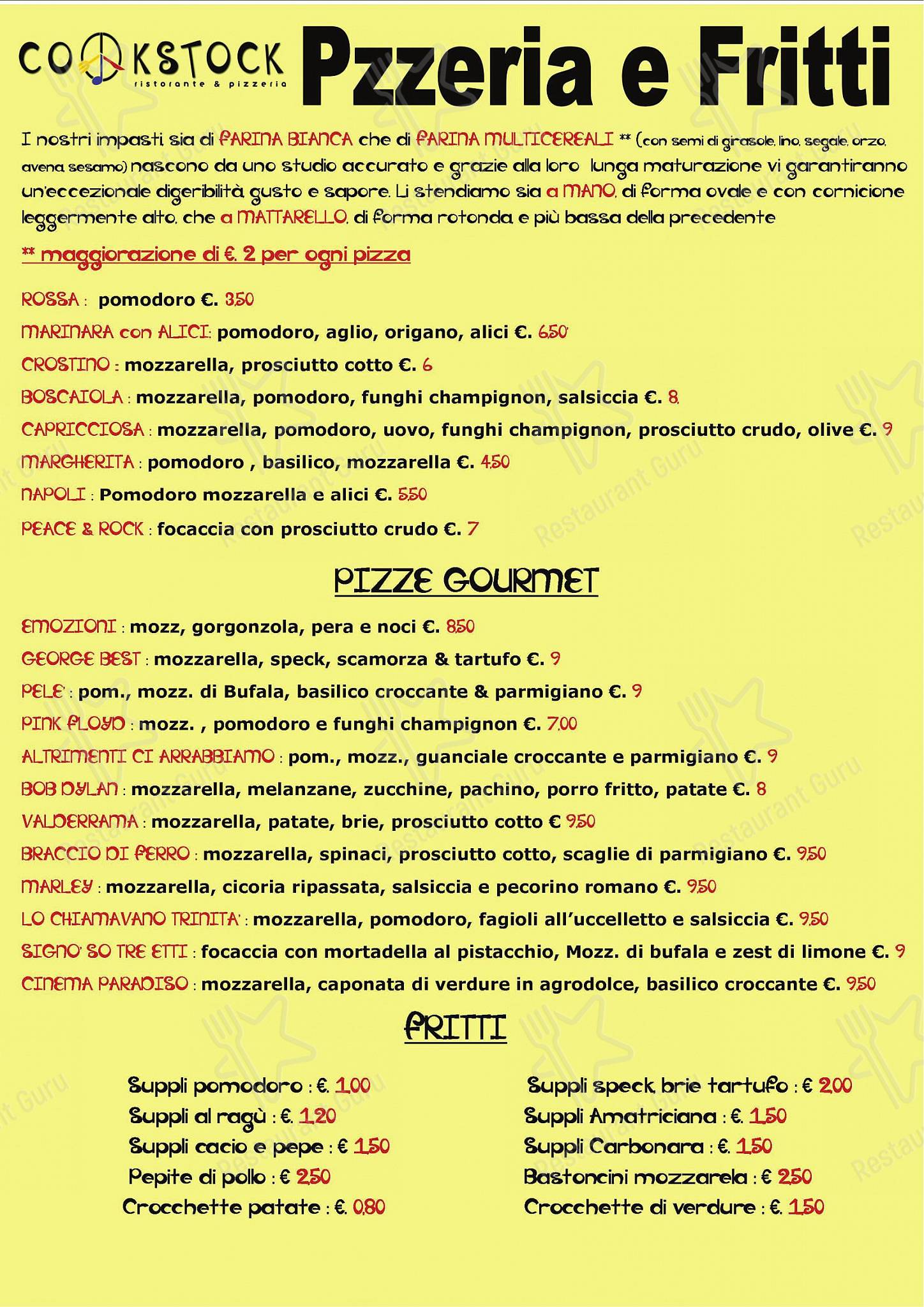 Bar Grill Menu пиццерии Cookstock