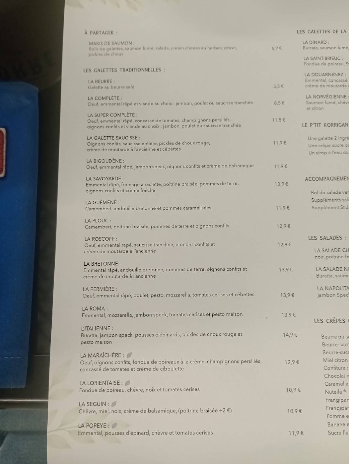 Crêperie La Rozell меню