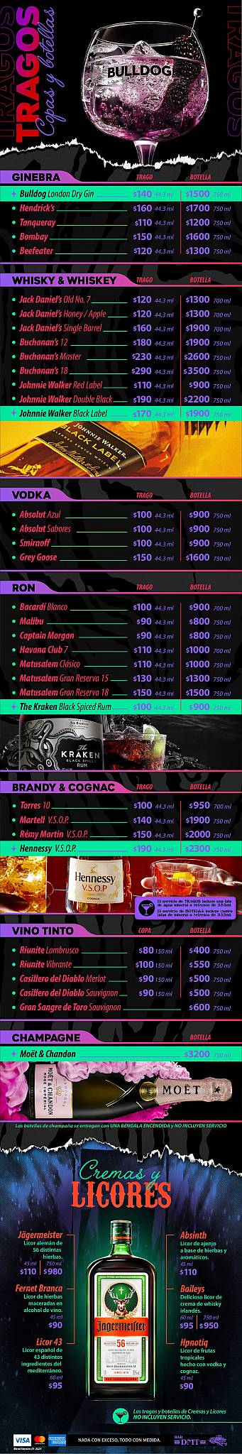 DMT Rock Bar меню