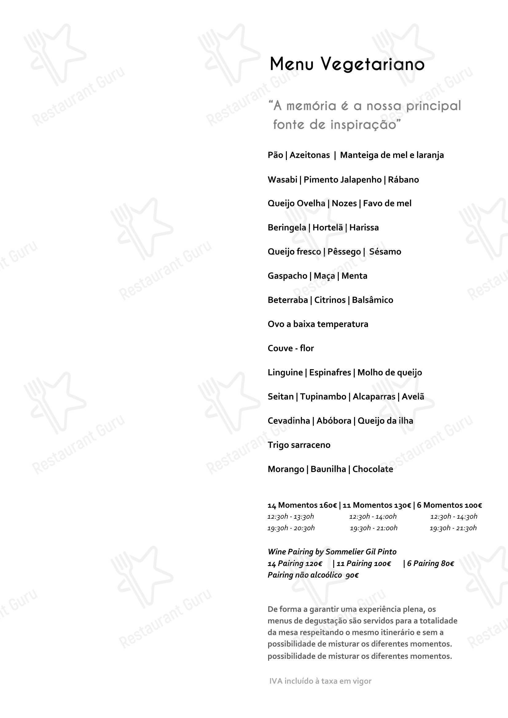 Меню ресторана DOC - Chef Rui Paula - 菜单