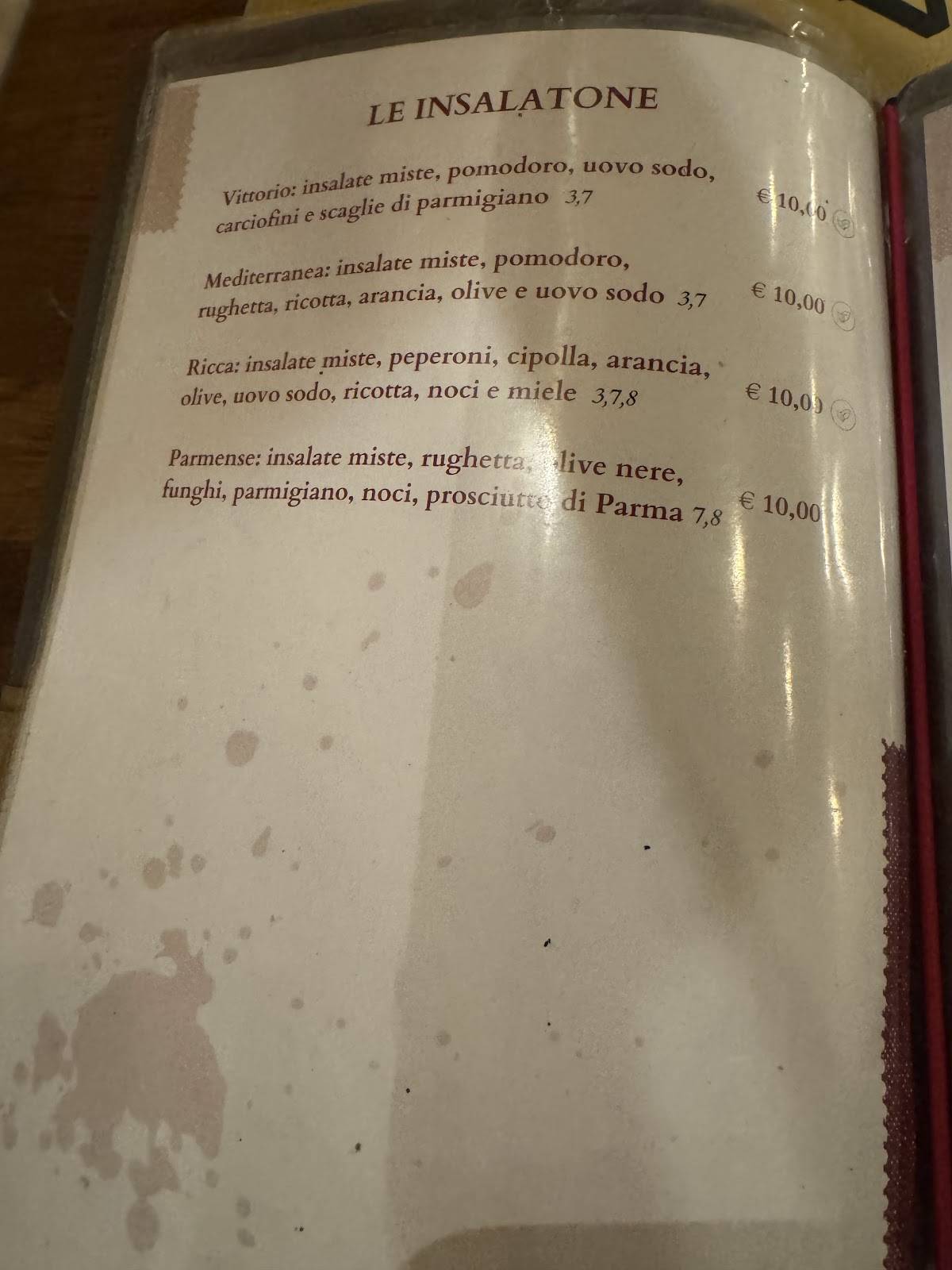 Da Vittorio a Trastevere меню