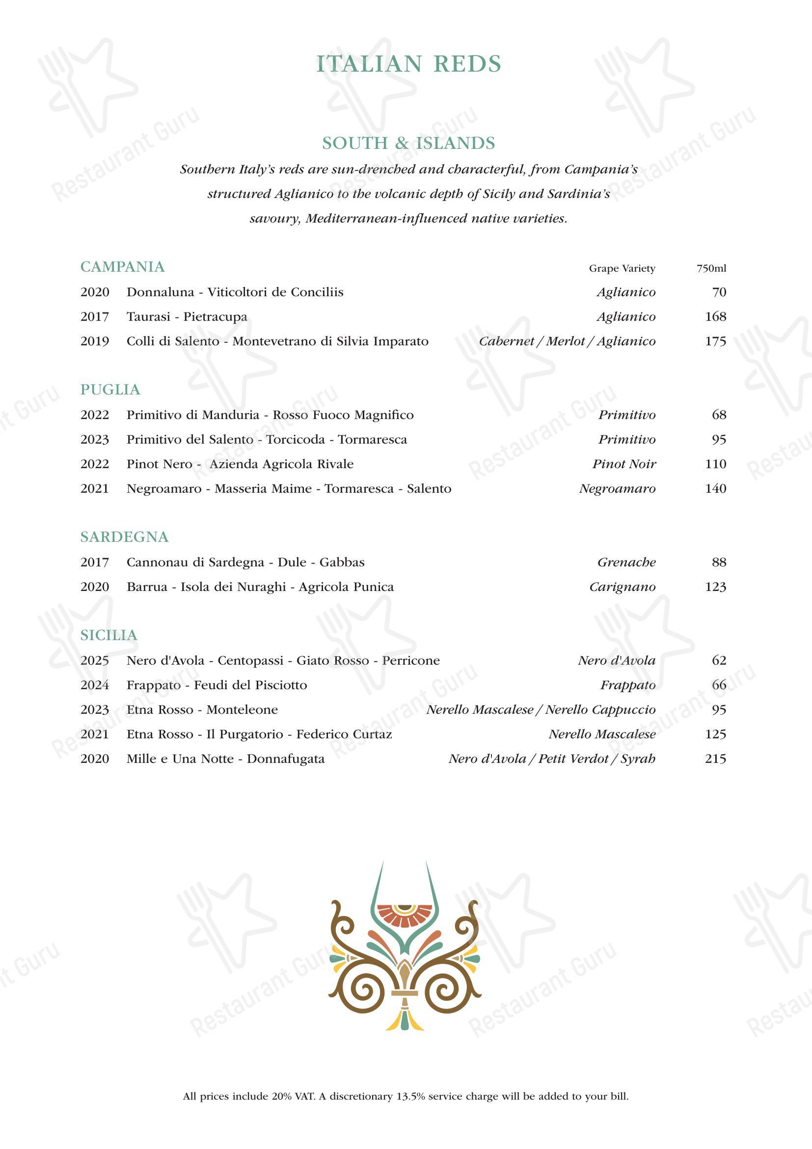 Меню ресторана Daphne's - Takeaway Menu