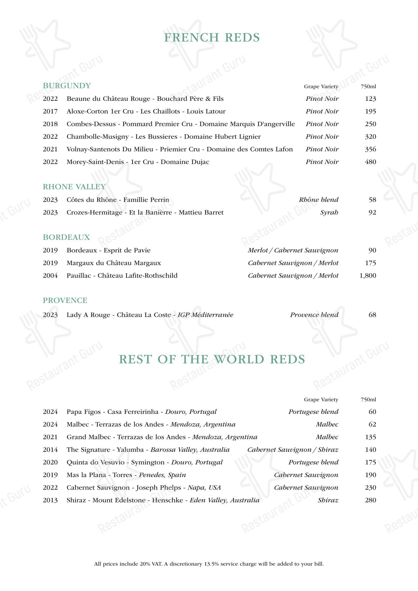 Takeaway Menu ресторана Daphne's в Лондоне