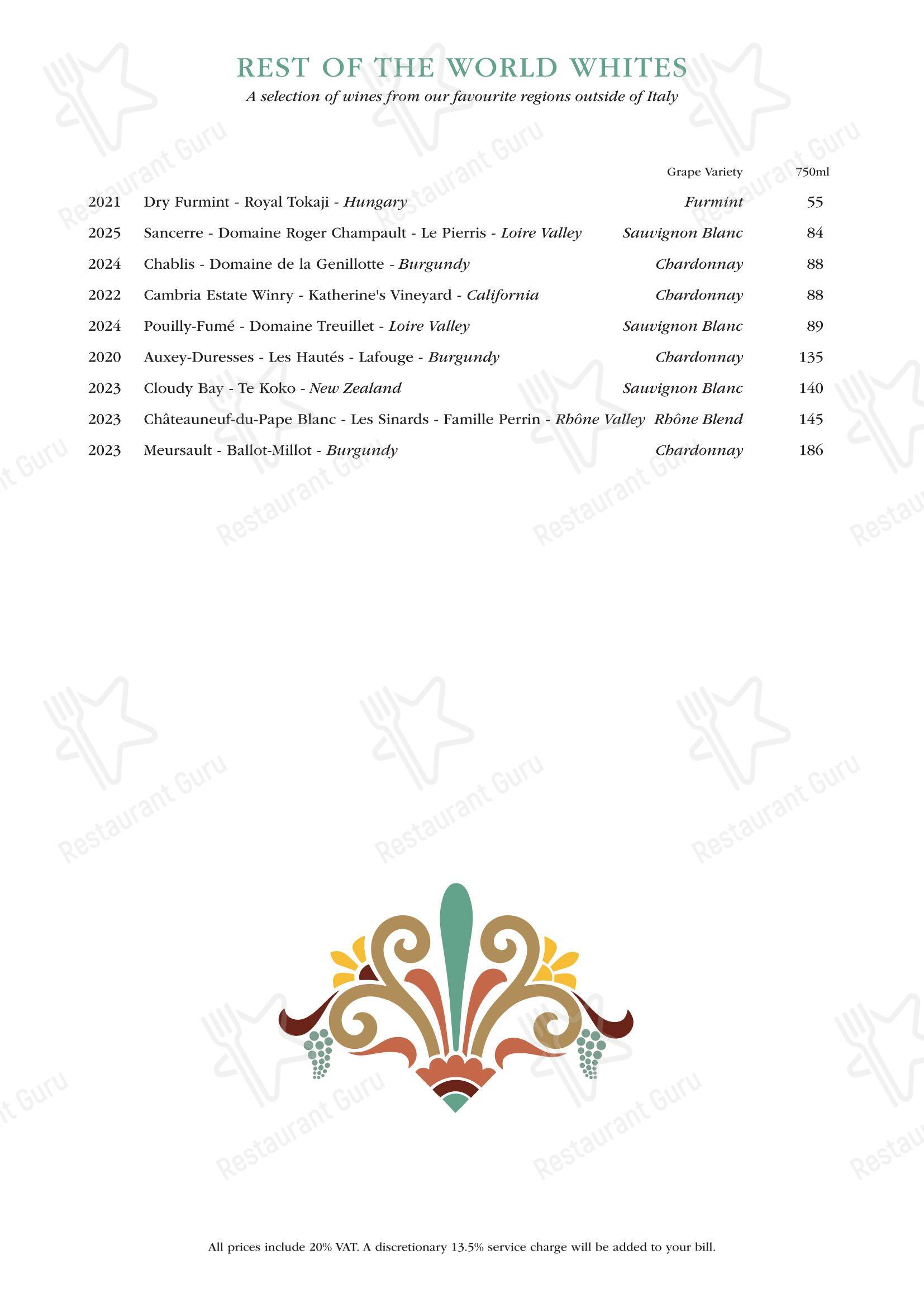 Daphne's в Лондоне - Takeaway Menu