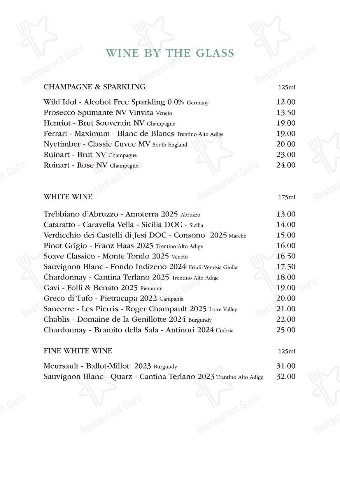 Catering Menu ресторана Daphne's в Лондоне