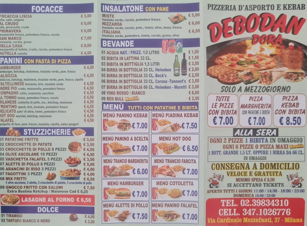 Debodan Pizza & Kebab меню