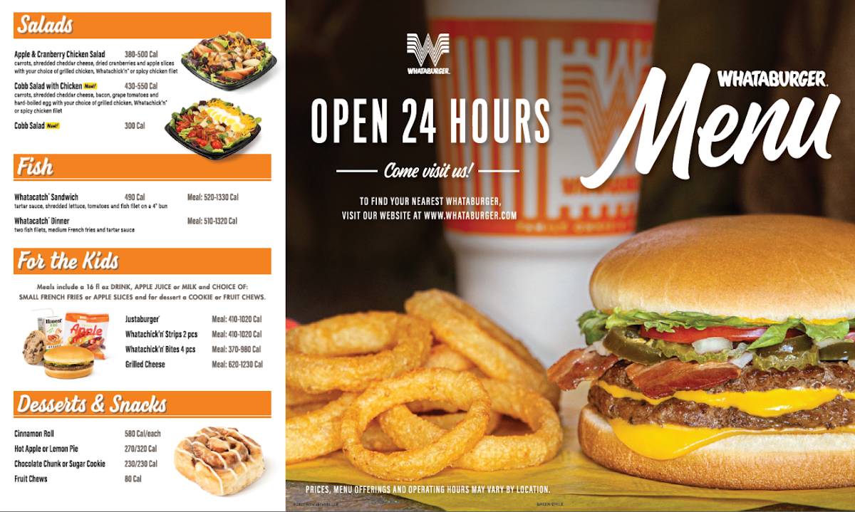 Whataburger меню