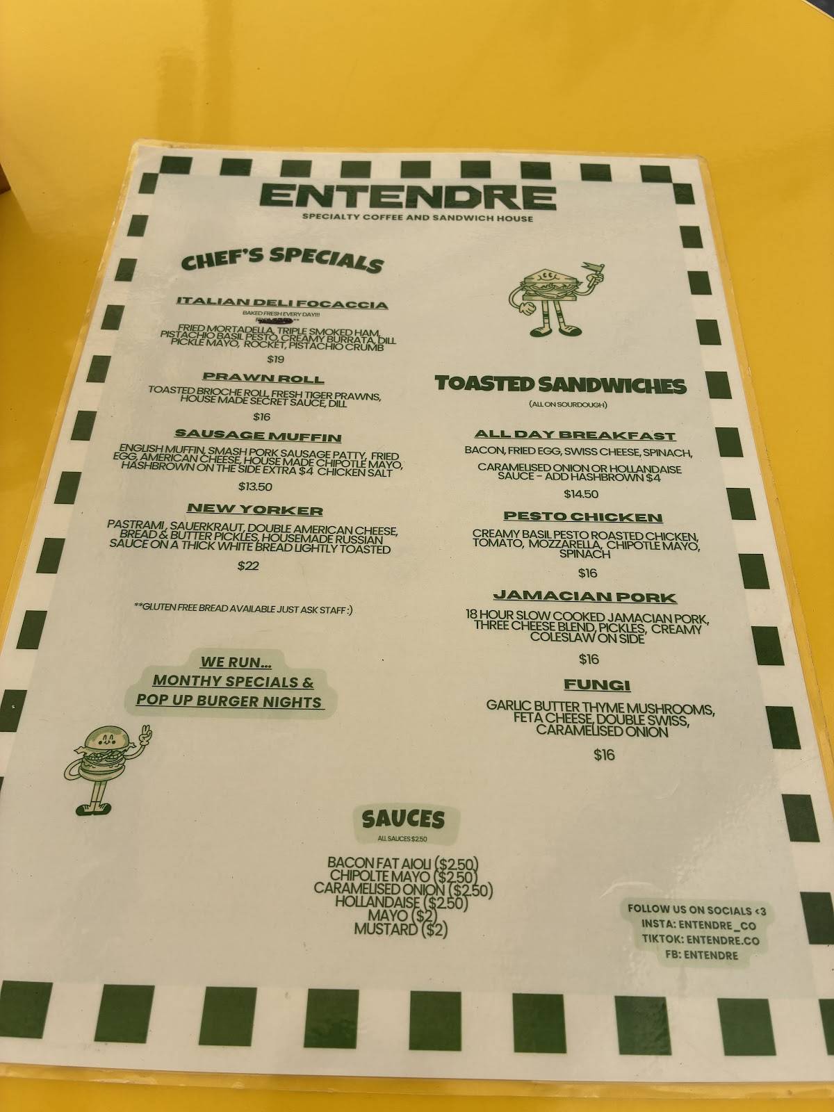 Entendre меню