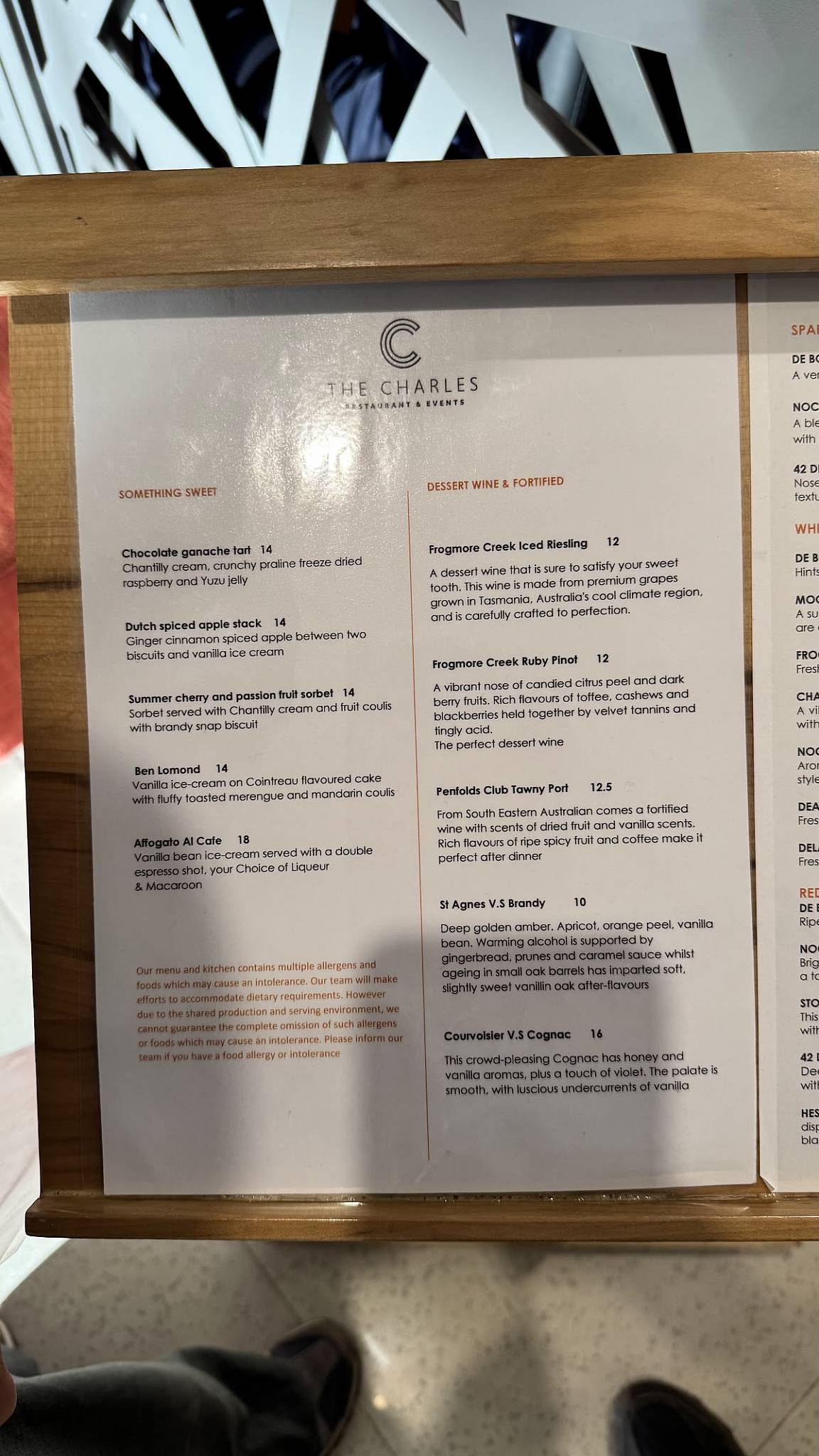 Esca Restaurant меню