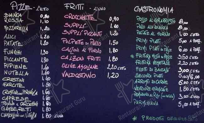 Europizza '99 меню