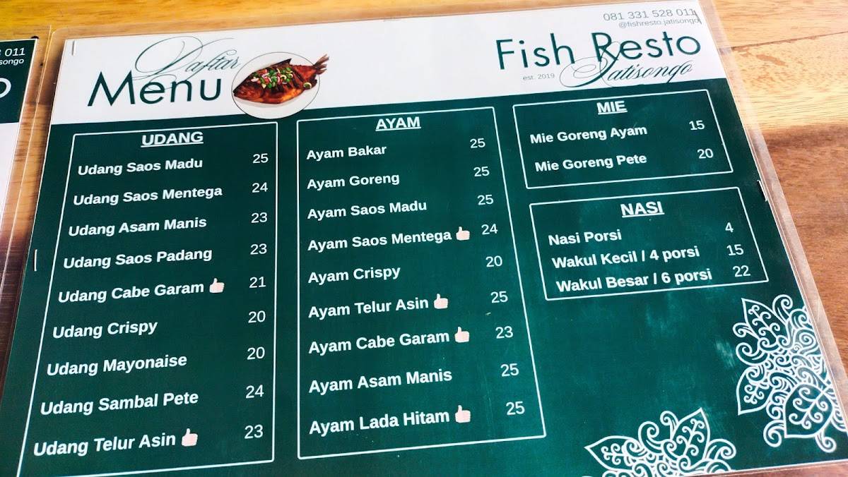 FISH RESTO JATISONGO меню