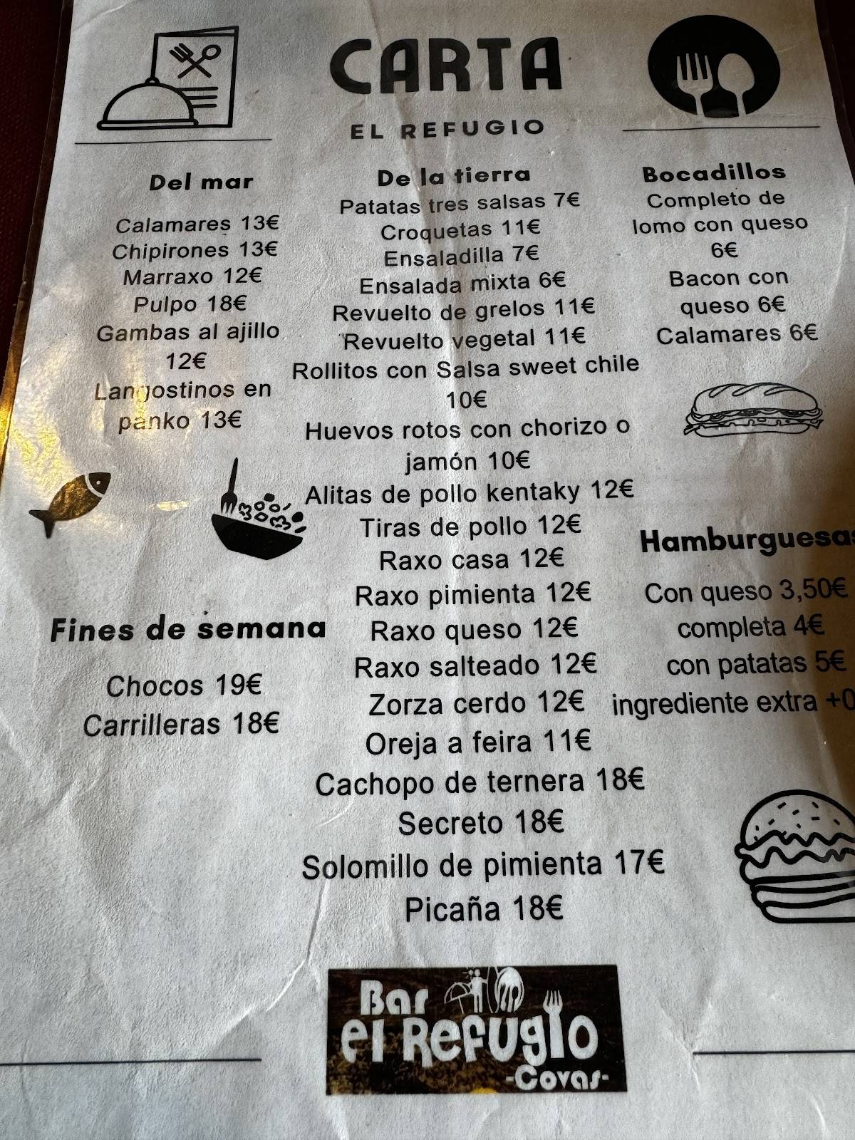 EL REFUGIO меню