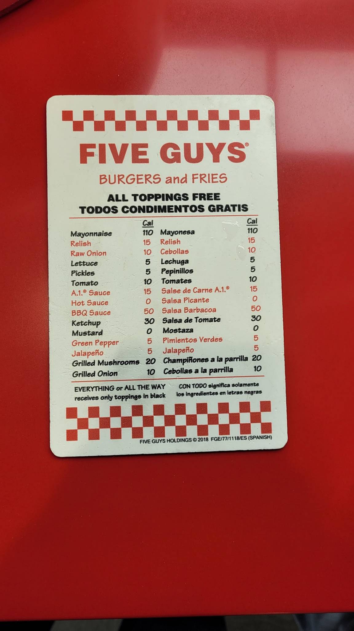 Five Guys меню