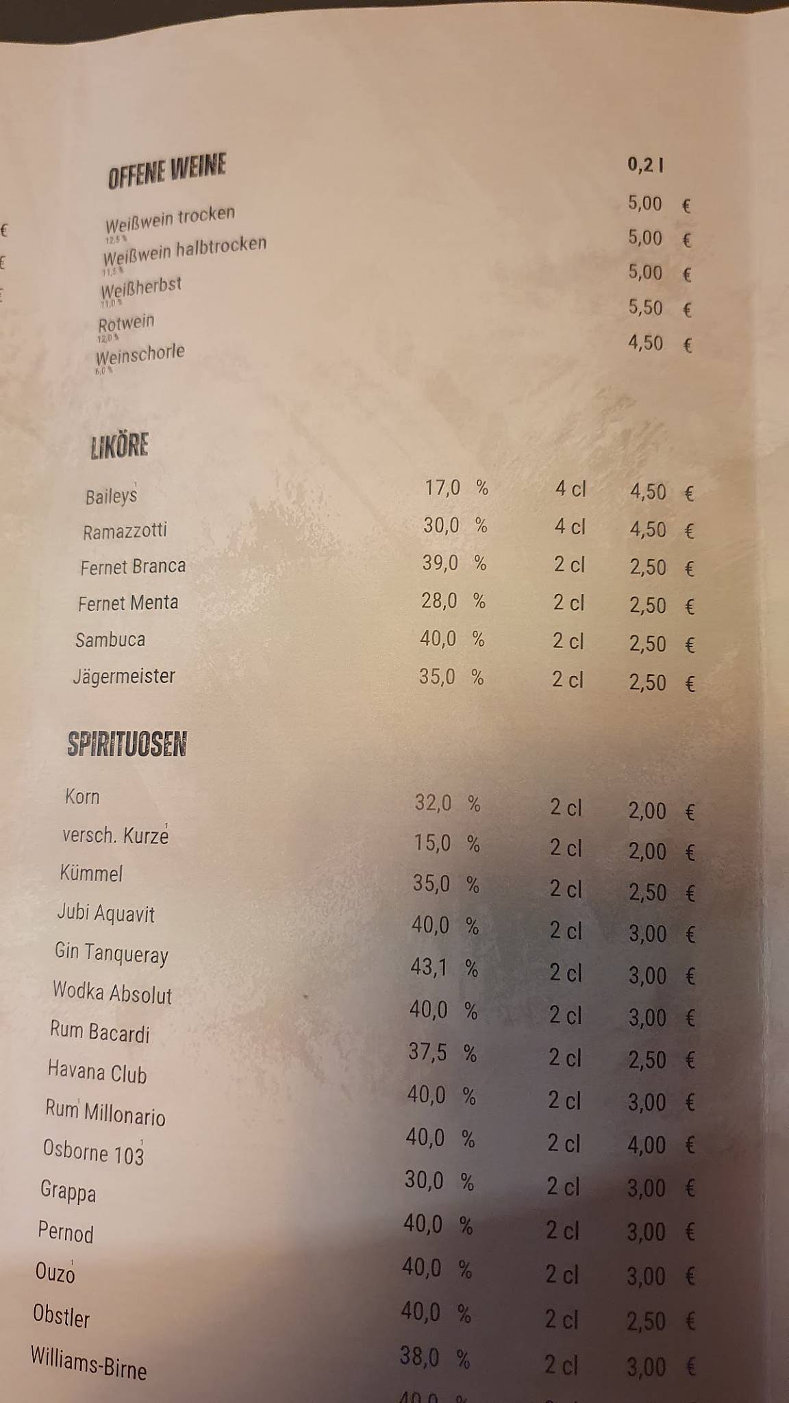 Fofftein Bistro & Bierbar меню