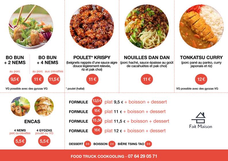 Food truck asiatique Cookooling меню