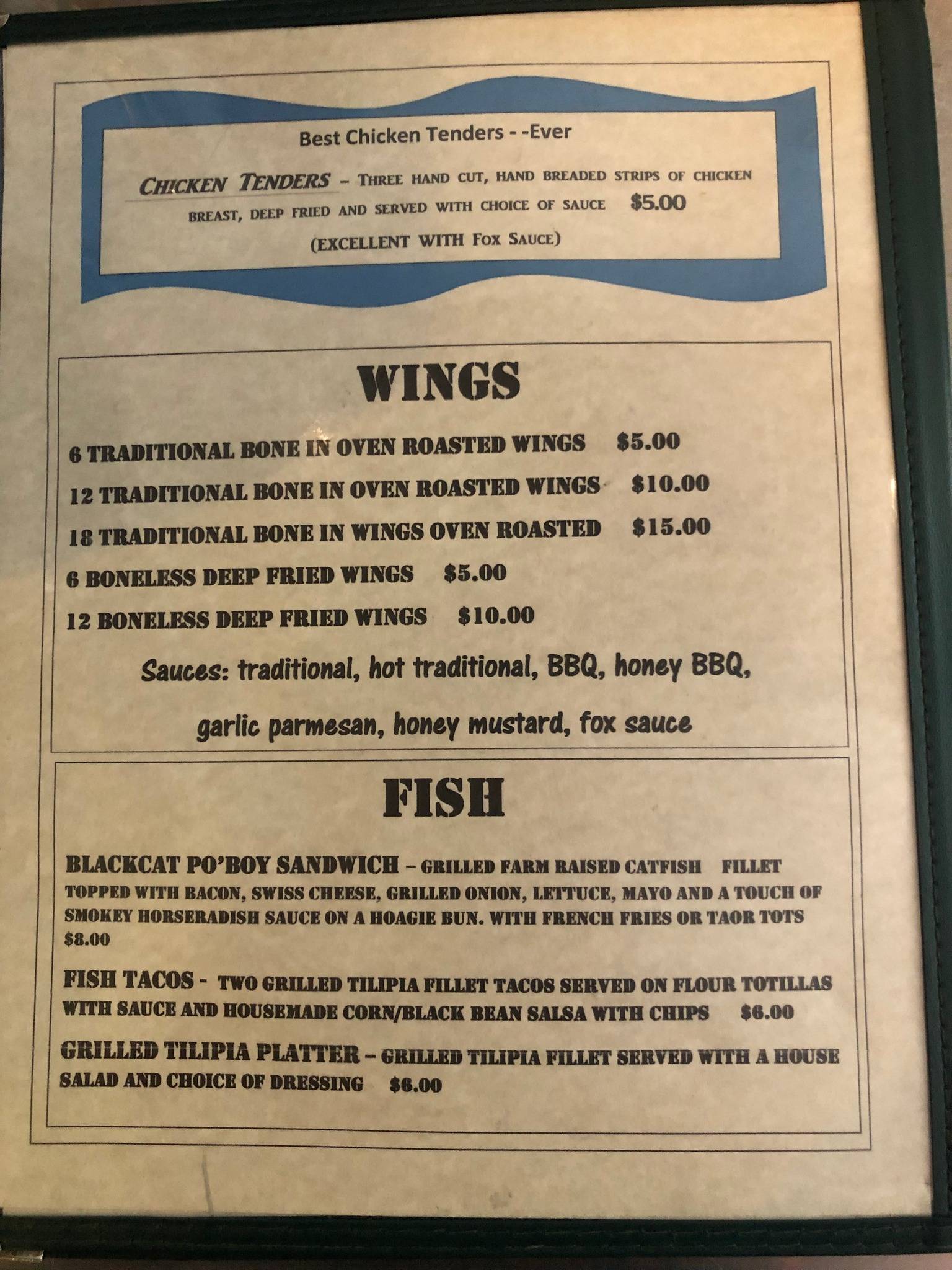 Foxhole Bar and Grill меню