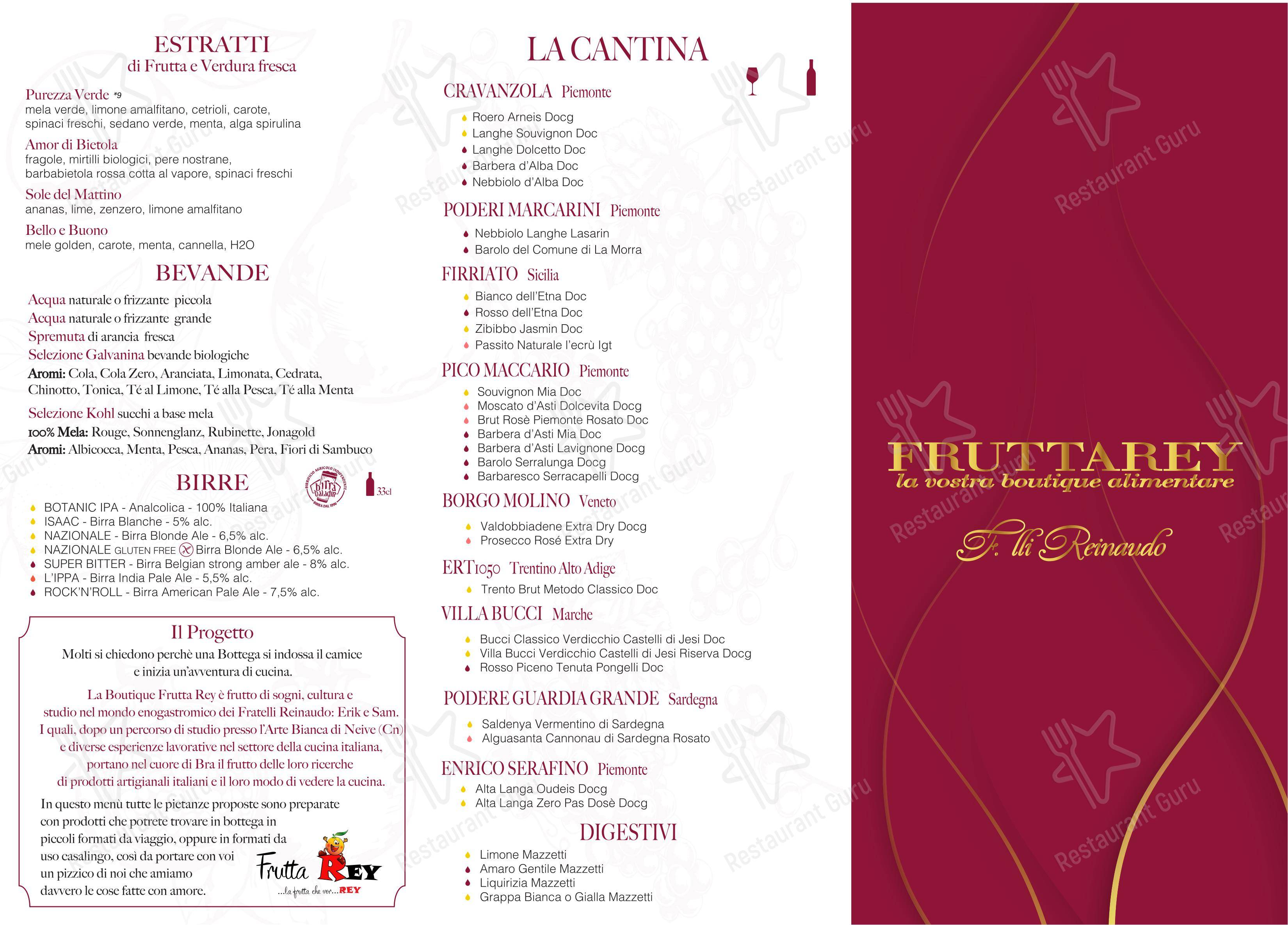 Frutta Rey Boutique & Bistrot в Бра - Меню