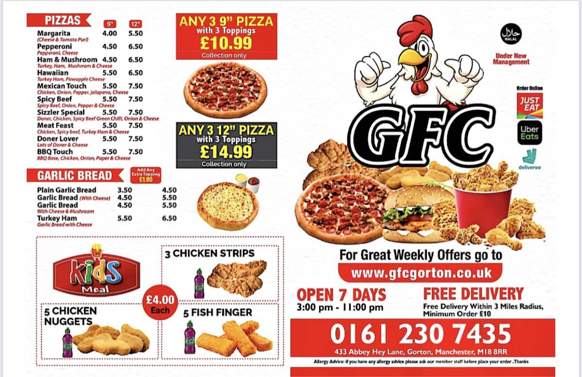 GFC ( Gourmet Fried Chicken ) меню