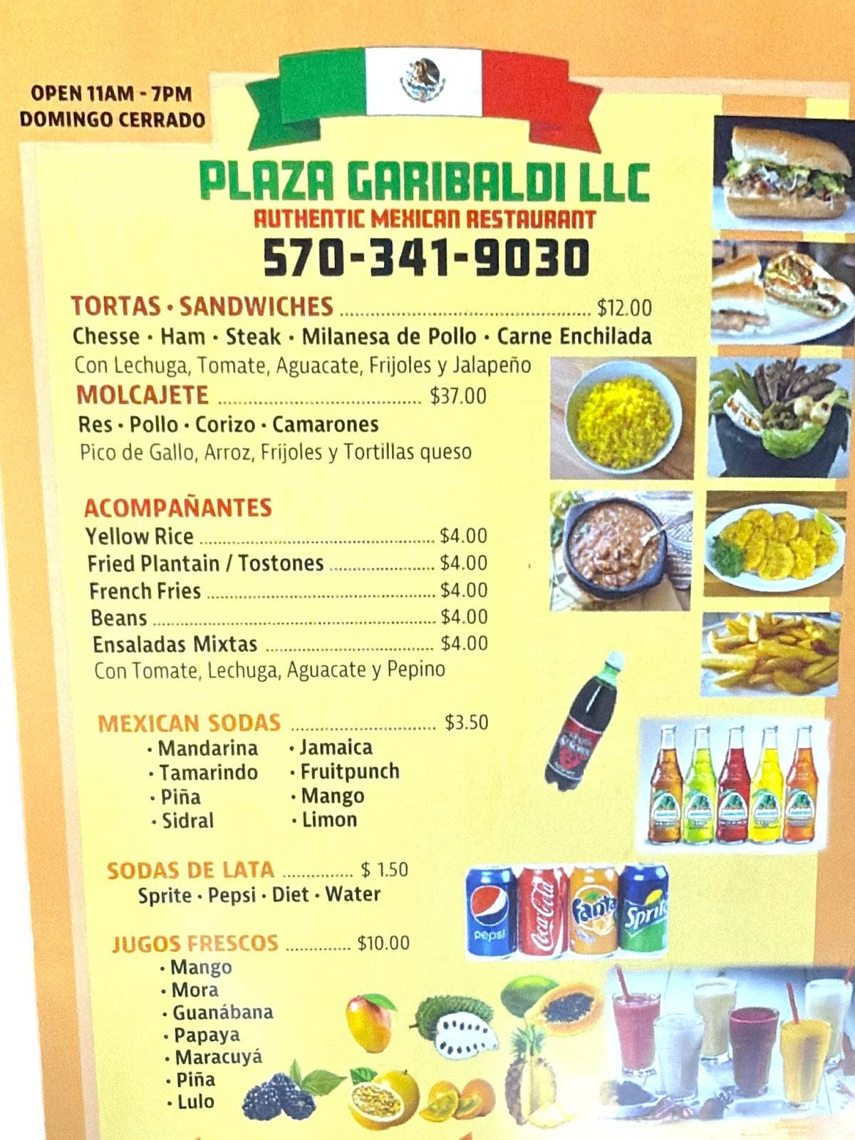 Garibaldi Authentic Mexican Cuisine меню
