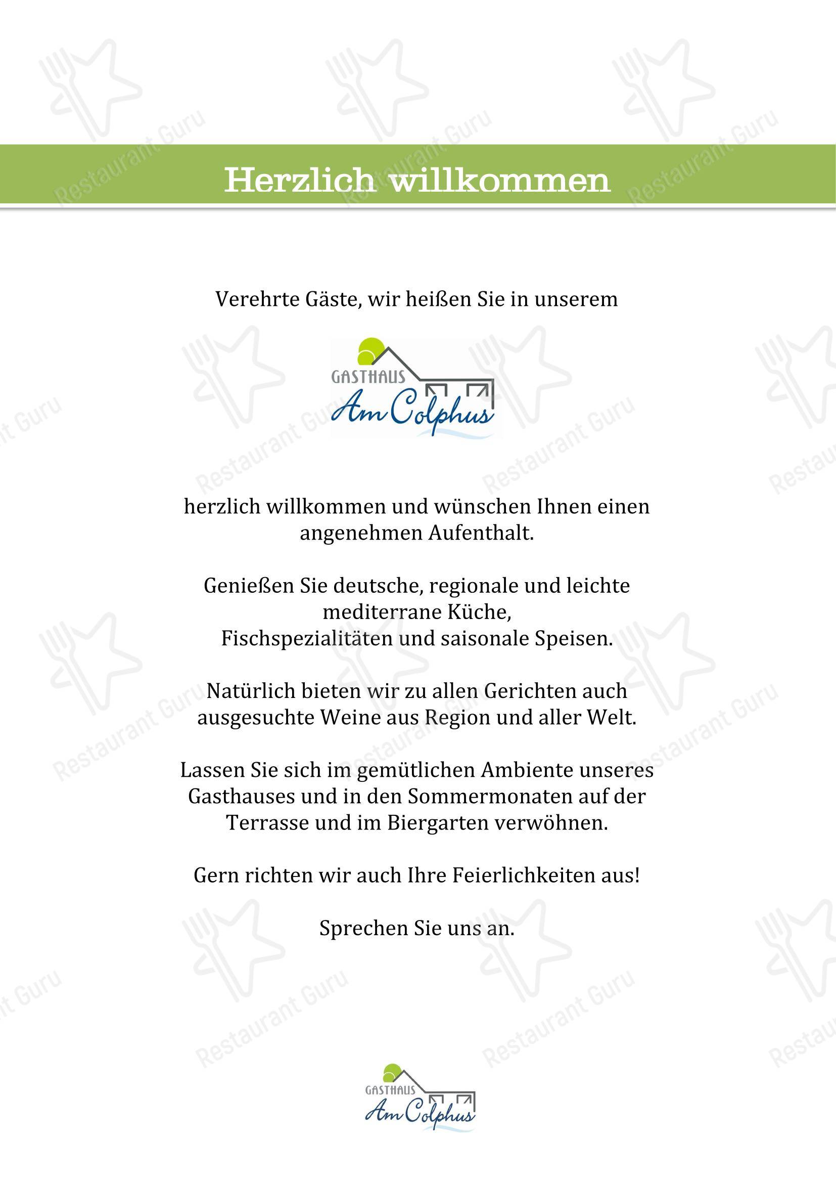 菜单 ресторана Gasthaus Am Colphus