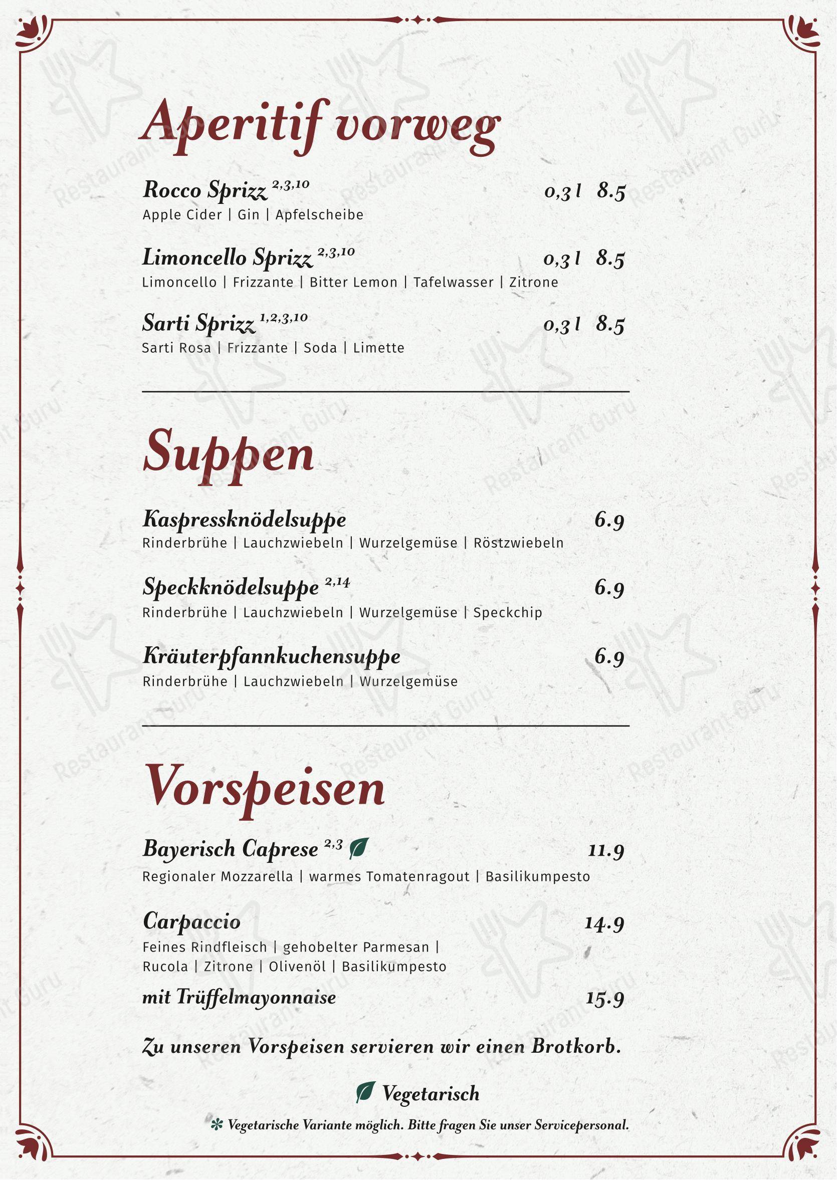 菜单 ресторана Gasthof zur Post