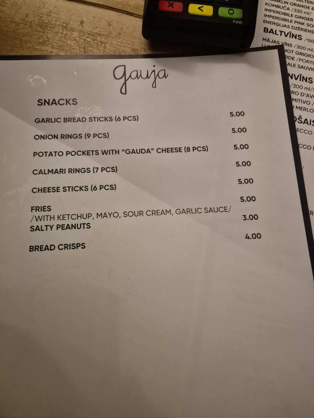 Gauja меню