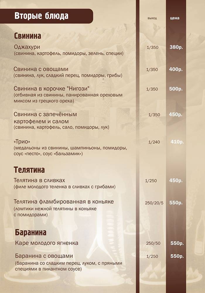 Генацвале меню