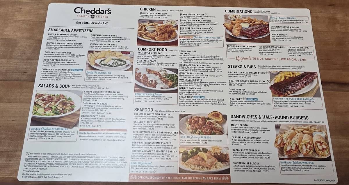 Cheddar's Scratch Kitchen меню