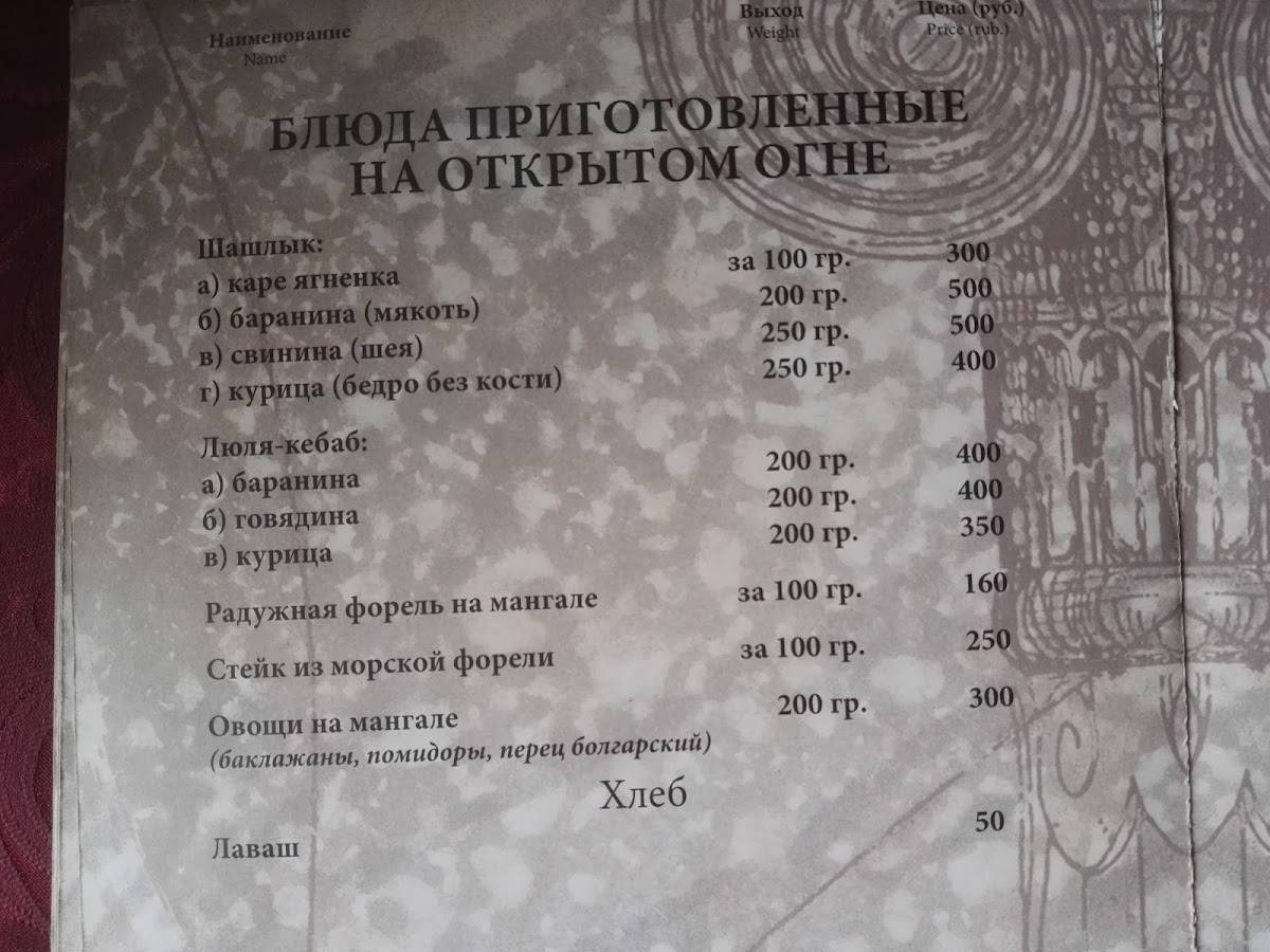 Греческое Подворье меню