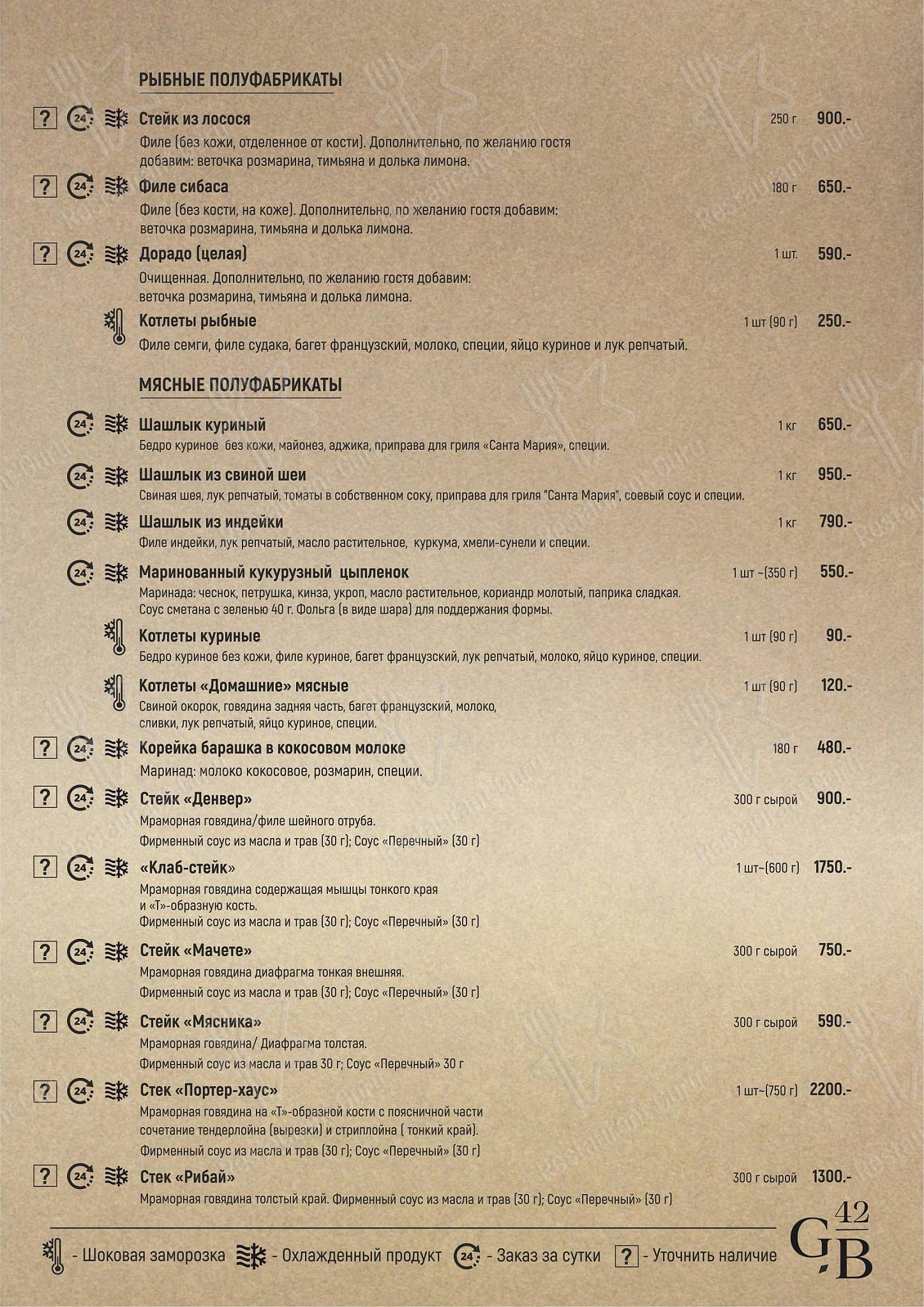 Food Menu паба и бара Гриль-бар42