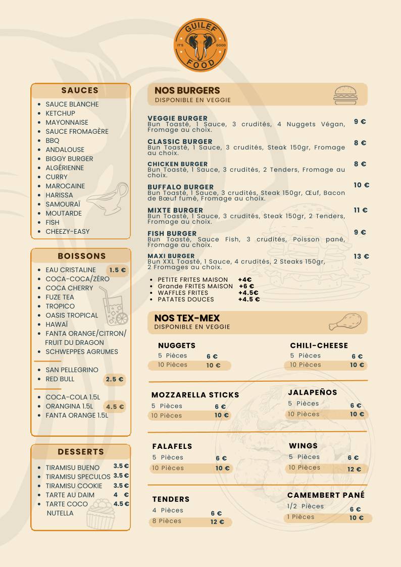 Guilef Food меню